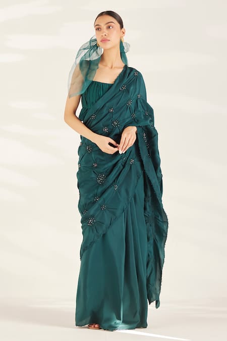 Ilk Emil Bead Embellished Saree With Blouse 