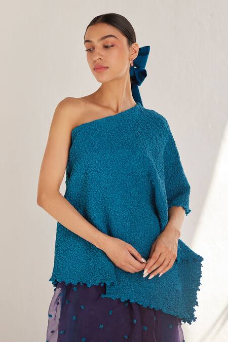 Shop_Ilk_Purple Organza, Cotton Satin Heather Polka Threadwork Saree With Blouse_Online_at_Aza_Fashions