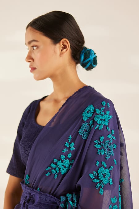 Shop_Ilk_Purple Cotton Satin, Silk Beads Round Lapis Star Embroidered Saree With Blouse_Online_at_Aza_Fashions