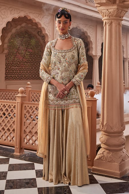 Kaaisha by Shalini Botanic Embroidered Kurta Sharara Set 