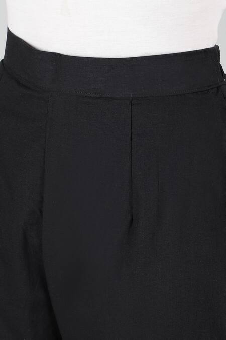 Sheeshakari_Red Silk, Cotton Embroidery, Mirrors Split Floral Vine Pattern Kurta Pant Set _at_Aza_Fashions