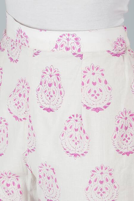 Sheeshakari_Pink Silk, Cotton Sequins, Mirrors Split V-neck Floral Work Kurta Set _at_Aza_Fashions