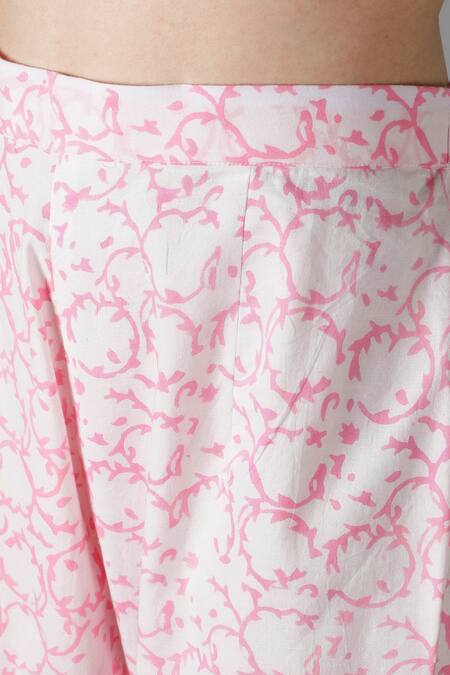 Sheeshakari_Green Silk, Cotton Mirrors, Zari, Beads Split V-neck And Work Kurta & Pant Set _Online_at_Aza_Fashions