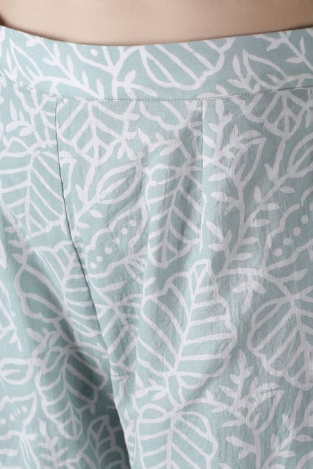 Sheeshakari_Grey Silk, Cotton Mirrors, Beads, Embroidery Split Resham And Work Kurta Pant Set _Online_at_Aza_Fashions