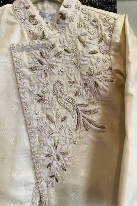 Rage Attire-Sweta Saria Bird & Floral Zardosi Embroidered Sherwani Set 