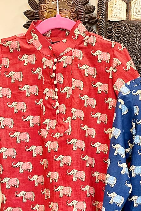 Rage Attire-Sweta Saria Elephant Print Kurta & Pyjama Set 