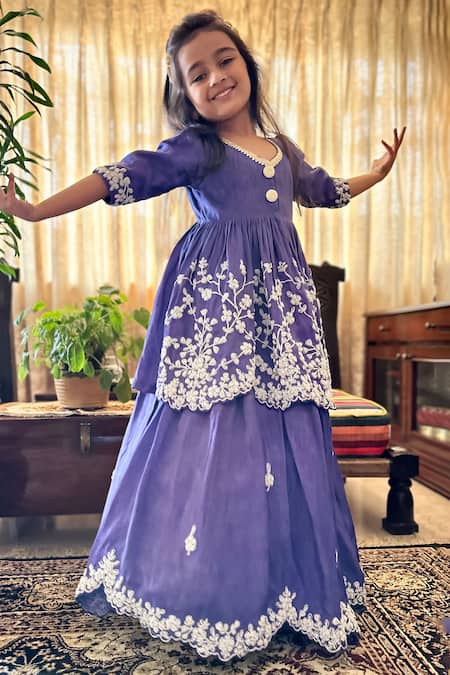 Rage Attire-Sweta Saria Floral Cutwork Peplum Top & Ghaghra Set 