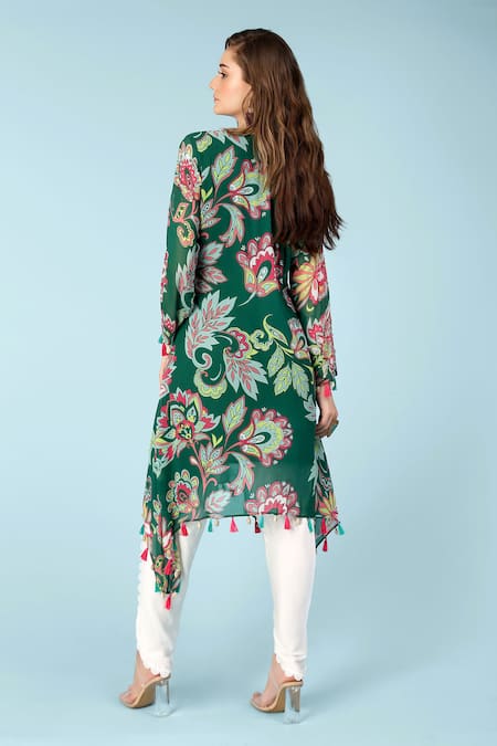 Sajeda A Lehry Ananya Floral Print Kurta & Dhoti Pant Set 