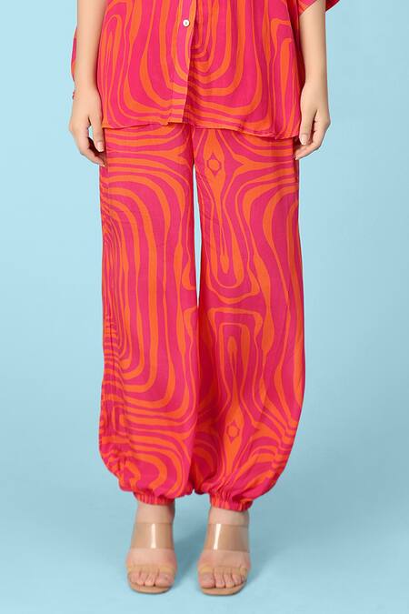 Buy Sajeda A Lehry Orange Crepe Embroidery Collared Athena Stripe Print Shirt And Pant Set Online at Aza Fashions Buy_Sajeda A Lehry_Orange Crepe Embroidery Collared Athena Stripe Print Shirt And Pant Set_Online_at_Aza_Fashions