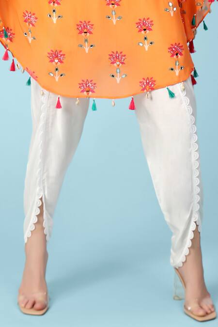 Buy Sajeda A Lehry Orange Crepe Sequins, Mirrors Keyhole Crystal Printed Kaftan With Dhoti Pant Online at Aza Fashions Buy_Sajeda A Lehry_Orange Crepe Sequins, Mirrors Keyhole Crystal Printed Kaftan With Dhoti Pant _Online_at_Aza_Fashions