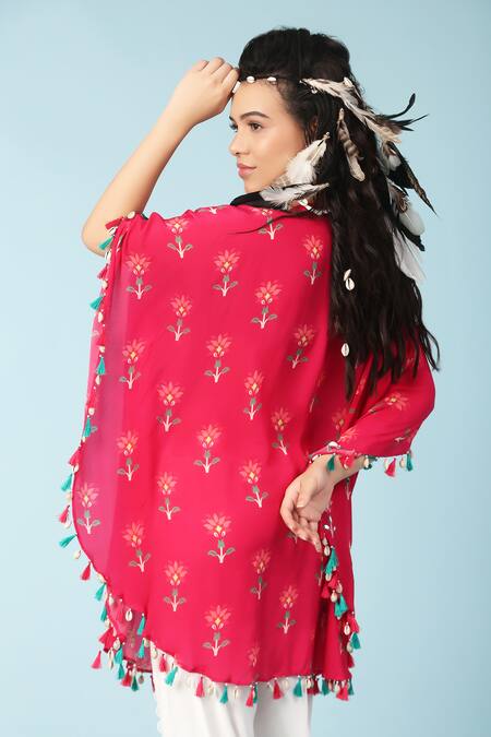 Buy Sajeda A Lehry Pink Crepe Beads, Cut Work Keyhole Neck, Crystal Printed Kaftan And Dhoti Pant Set Online at Aza Fashions Buy_Sajeda A Lehry_Pink Crepe Beads, Cut Work Keyhole Neck, Crystal Printed Kaftan And Dhoti Pant Set _Online_at_Aza_Fashions