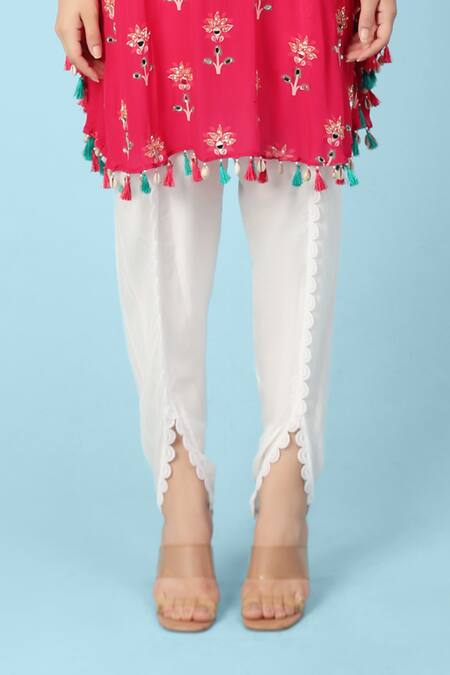 Shop Sajeda A Lehry Pink Crepe Beads, Cut Work Keyhole Neck, Crystal Printed Kaftan And Dhoti Pant Set Online at Aza Fashions Shop_Sajeda A Lehry_Pink Crepe Beads, Cut Work Keyhole Neck, Crystal Printed Kaftan And Dhoti Pant Set _Online_at_Aza_Fashions