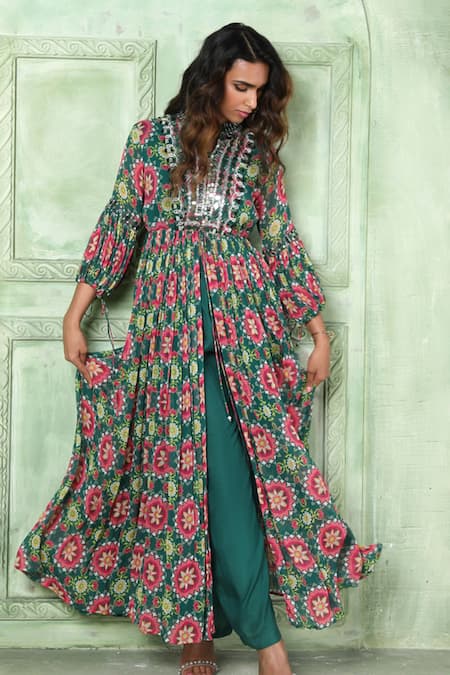 Sajeda A Lehry Emma Printed Anarkali & Pant Set 