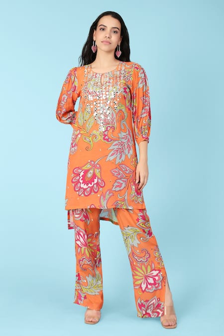 Sajeda A Lehry Gabby Floral Print Kurta & Pant Set 