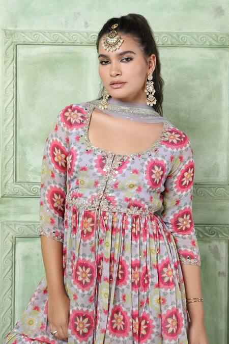 Buy Sajeda A Lehry Purple Georgette Embroidery, Mirrors, Zeenat Printed Peplum Kurta Sharara Set Online at Aza Fashions Buy_Sajeda A Lehry_Purple Georgette Embroidery, Mirrors, Zeenat Printed Peplum Kurta Sharara Set_Online_at_Aza_Fashions