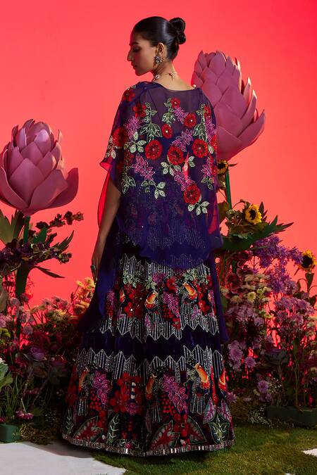 Nea By Nikita Tiwari Velvet Embroidered Lehenga Set 