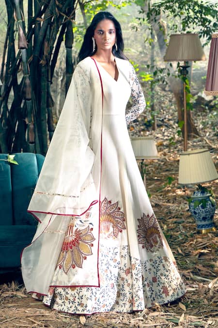 Shreeka Ivory Viscose, Satin, Silk, Organza Embroidery Floral Chintz Anarkali Set Online at Aza Fashions Shreeka_Ivory Viscose, Satin, Silk, Organza Embroidery Floral Chintz Anarkali Set _Online_at_Aza_Fashions