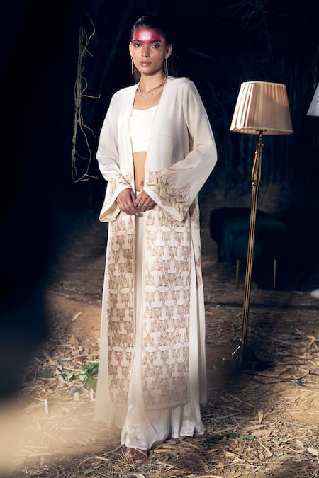 Shreeka Abstract Embroidered Jacket Palazzo Set 