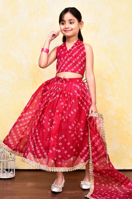 Banana Bee Bandhani Pattern Lehenga Set 