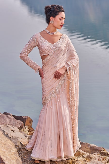 Nidhika Shekhar Jalsaa-E-Khaas Embroidered Pre-Draped Saree With Blouse 