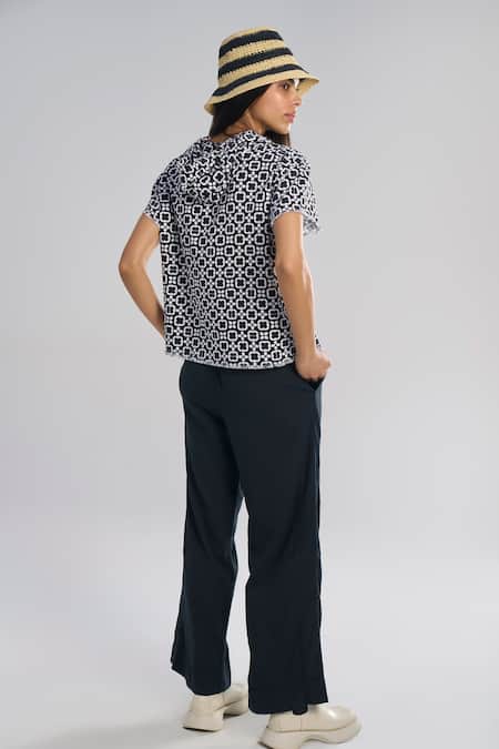 Shop Terra Luna Black 100% Organic Handloom Cotton Solid Party Straight Pant at Aza Fashions Shop_Terra Luna_Black 100% Organic Handloom Cotton Solid Party Straight Pant _at_Aza_Fashions