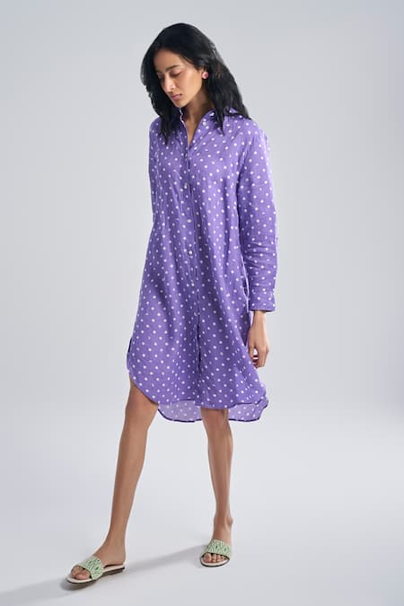 Terra Luna Lunar Polka Print Shirt Dress 