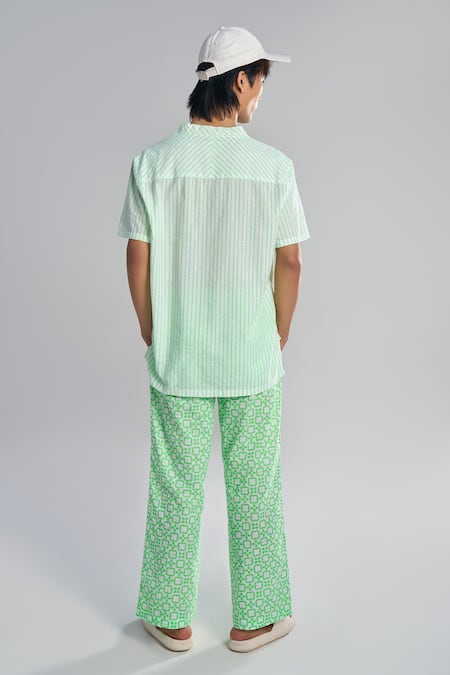 Terra Luna Pinstripe Pattern Woven T-Shirt 