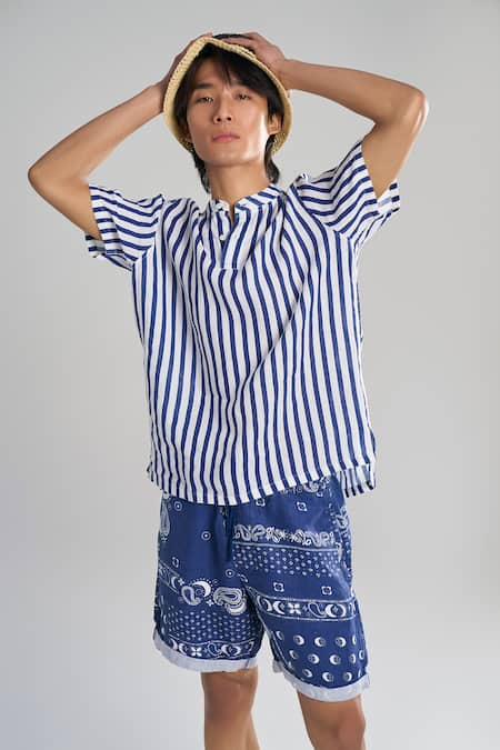 Terra Luna Cabana Stripe Pattern Woven T-Shirt 