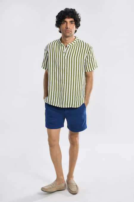 Terra Luna Woven Cabana Stripe Pattern T-Shirt 