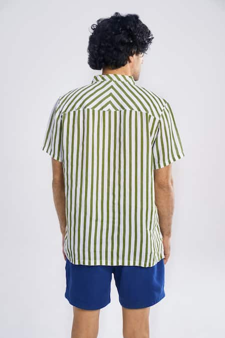 Terra Luna Woven Cabana Stripe Pattern T-Shirt 