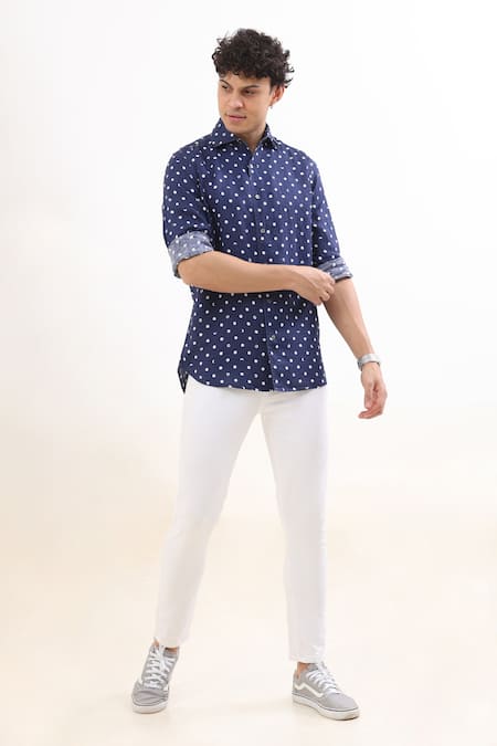 Terra Luna Woven Lunar Polka Pattern Shirt 