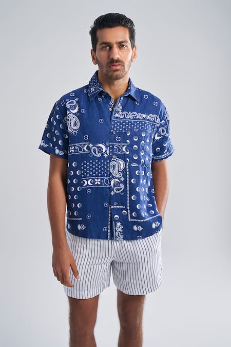 Terra Luna Cosmic Medley Aurora Surfer Linen Shirt 