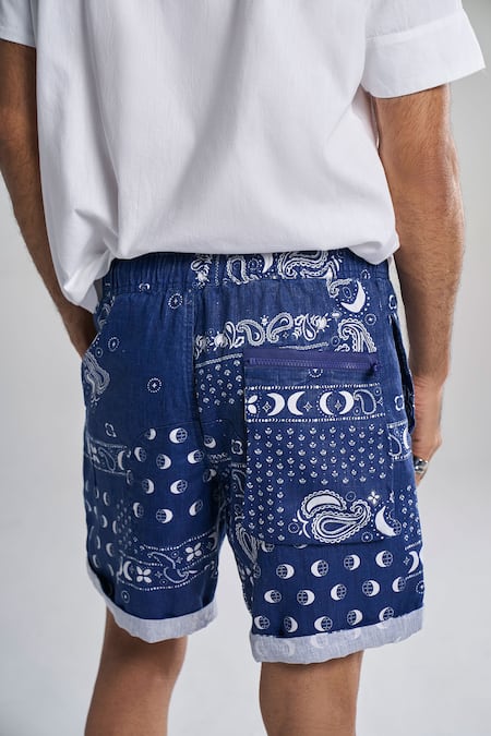 Terra Luna Cosmic Medley Pattern Linen Shorts 