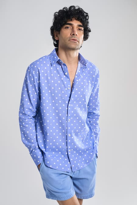 Terra Luna Lunar Polka Summer Sky Shirt 