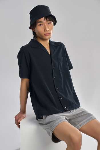 Buy Terra Luna Black Cotton Vacay Camp Solid Shirt Online at Aza Fashions Buy_Terra Luna_Black Cotton Vacay Camp Solid Shirt _Online_at_Aza_Fashions