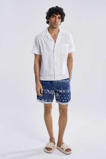 Buy Terra Luna White Cotton Vacay Camp Solid Side Pocket Shirt at Aza Fashions Buy_Terra Luna_White Cotton Vacay Camp Solid Side Pocket Shirt _at_Aza_Fashions
