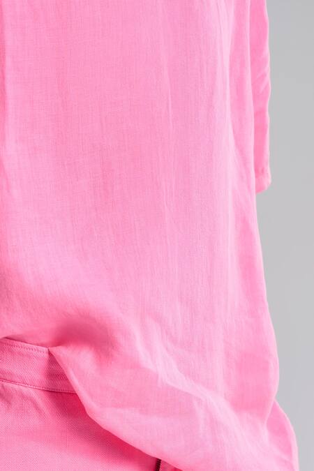 Buy Terra Luna Pink Linen Aurora Plain T-shirt Online at Aza Fashions Buy_Terra Luna_Pink Linen Aurora Plain T-shirt _Online_at_Aza_Fashions