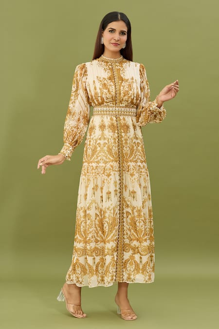 NIRRAAMYAA Floral Jaal Print Dress 