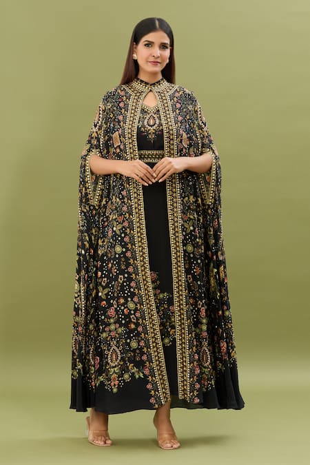 NIRRAAMYAA Floral Swirl Print Cape Kaftan 