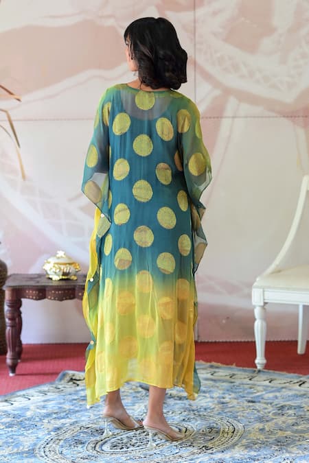 Farha Syed Floral Woven Kaftan Dress 