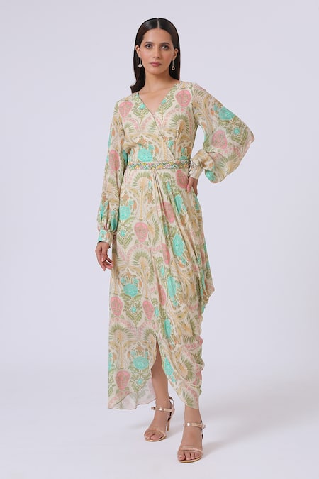 Kelaayah Ophelia Printed Draped Dress 