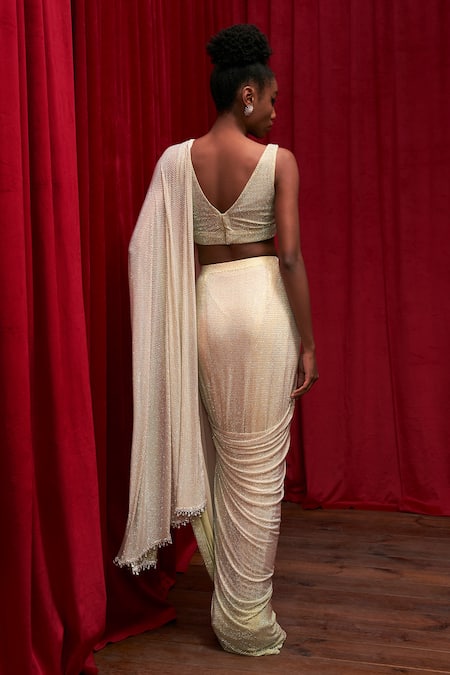 Itrh Cascade Embellished Pre-Stitched Saree With Blouse 