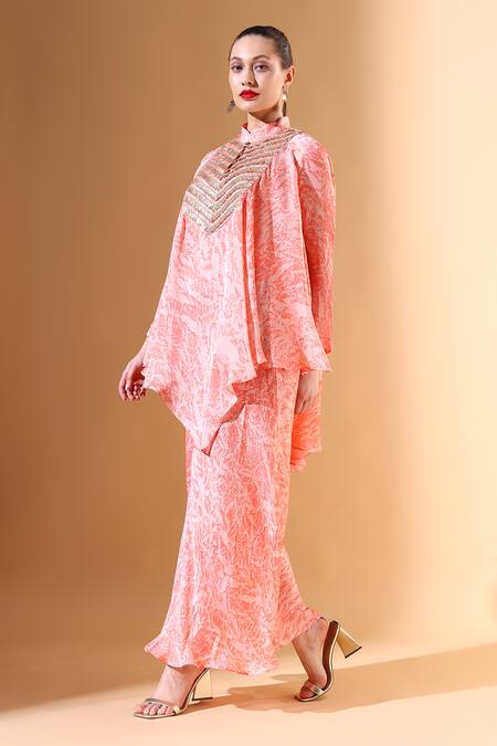 Buy Aakaar Orange Silk, Crepe Gota Patti, Embroidery Marble Textured Tunic And Palazzo Set Online at Aza Fashions Buy_Aakaar_Orange Silk, Crepe Gota Patti, Embroidery Marble Textured Tunic And Palazzo Set_Online_at_Aza_Fashions