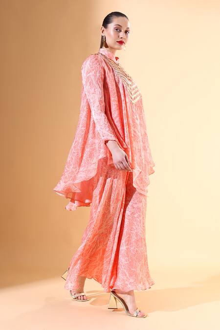 Shop Aakaar Orange Silk, Crepe Gota Patti, Embroidery Marble Textured Tunic And Palazzo Set Online at Aza Fashions Shop_Aakaar_Orange Silk, Crepe Gota Patti, Embroidery Marble Textured Tunic And Palazzo Set_Online_at_Aza_Fashions