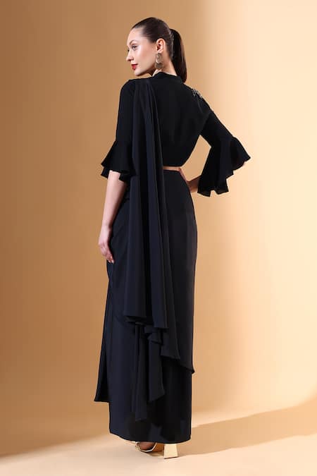 Aakaar X AZA Pre-Draped Saree With Crystal Embellished Blouse For Kids