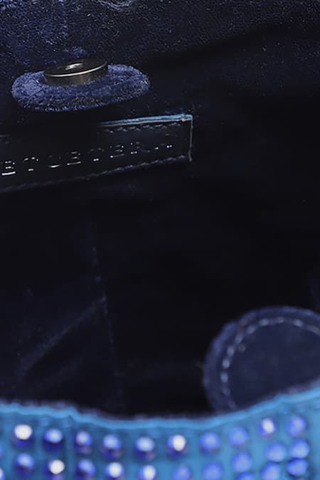 ETCETERA Blue Rhinestones Embellished Mini Bag at Aza Fashions ETCETERA_Blue Rhinestones Embellished Mini Bag _at_Aza_Fashions