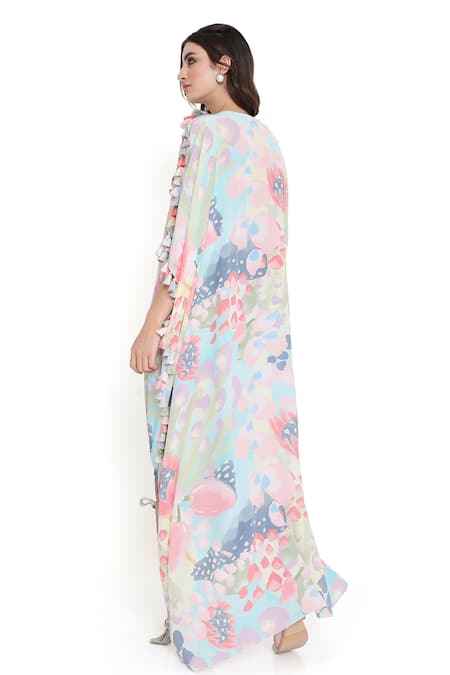 Payal Singhal Euphoria Print Floral Embroidered Kaftan & Jogger Set 