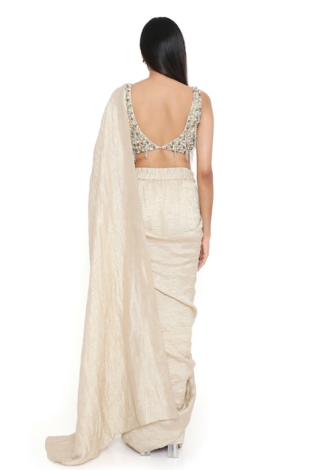 Payal Singhal Tissue Saree With Embellished Blouse 