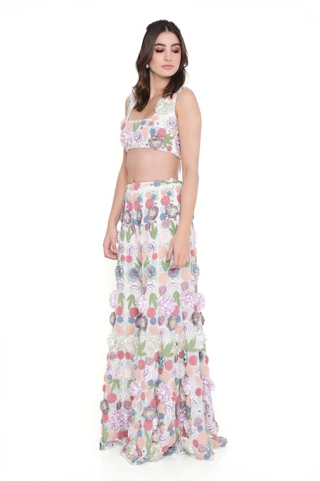 Shop Payal Singhal Off White Georgette Embroidered Applique Square Floral Blouse And Sharara Set Online at Aza Fashions Shop_Payal Singhal_Off White Georgette Embroidered Applique Square Floral Blouse And Sharara Set _Online_at_Aza_Fashions