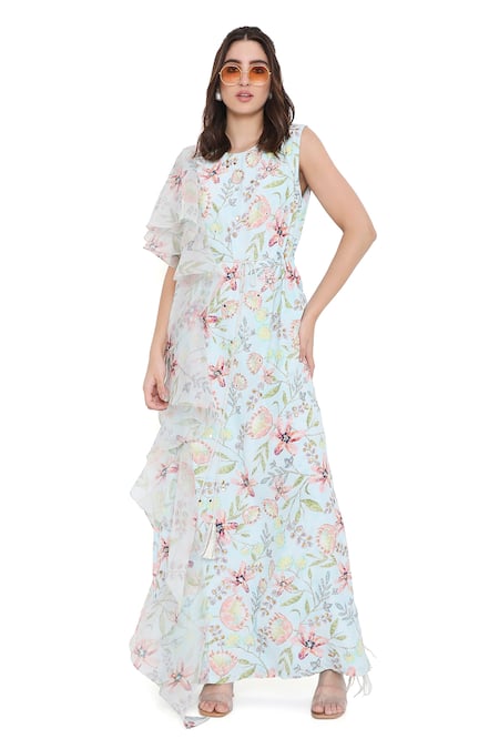 Buy_Payal Singhal_Purple Crepe Embroidered Floral Round Dream Print Kaftan _Online_at_Aza_Fashions